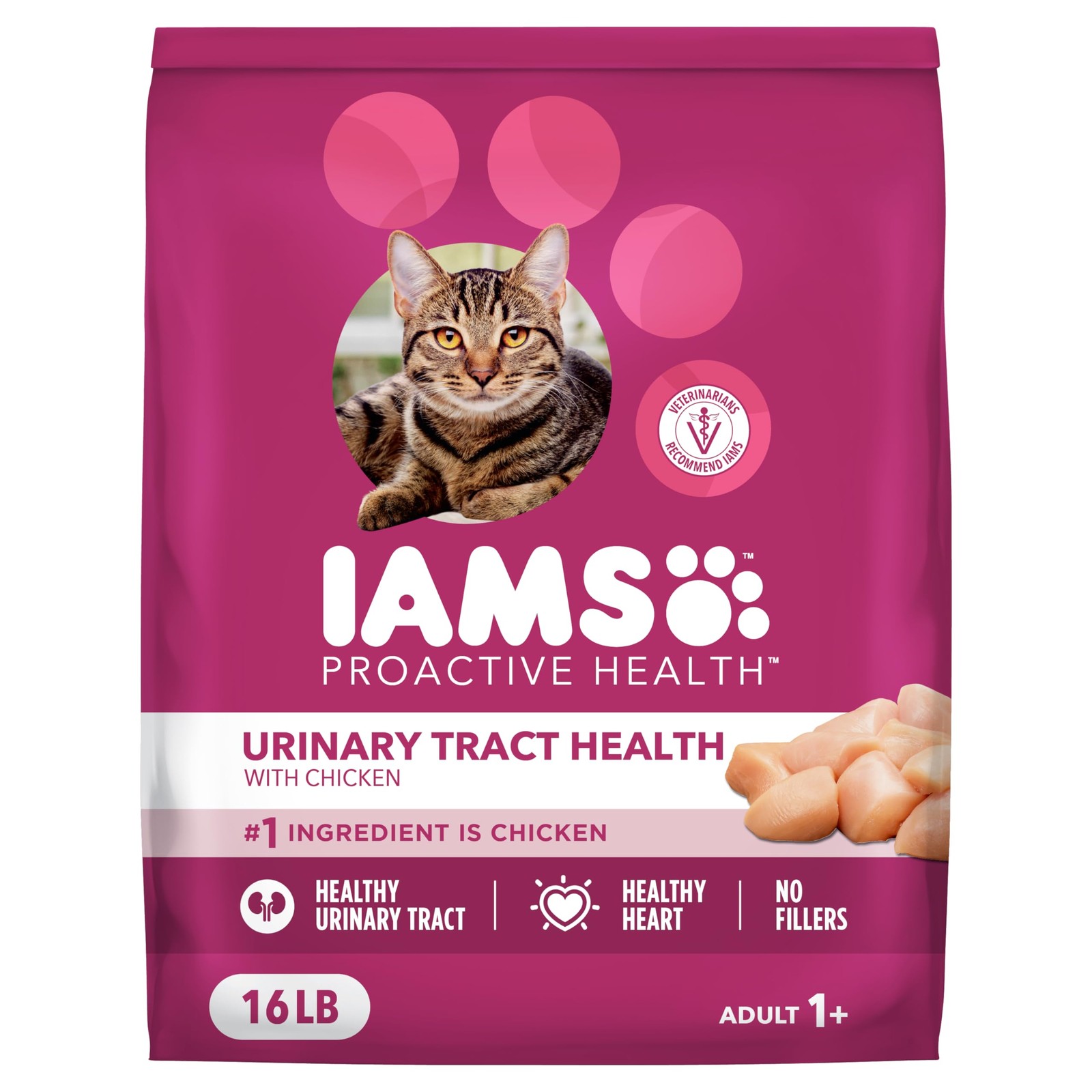 IAMS Proactive Health Dry Cat Food, Urinary 16 Pound (Pack of 1), Chicken