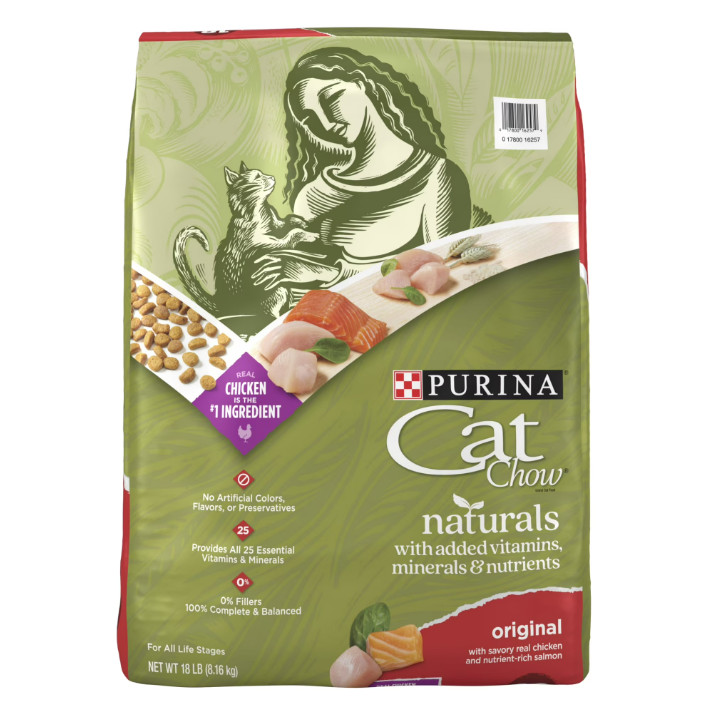 2 Bag Purina Cat Chow Naturals, Dry Cat Food, Chicken & Salmon, 18 lb Bag