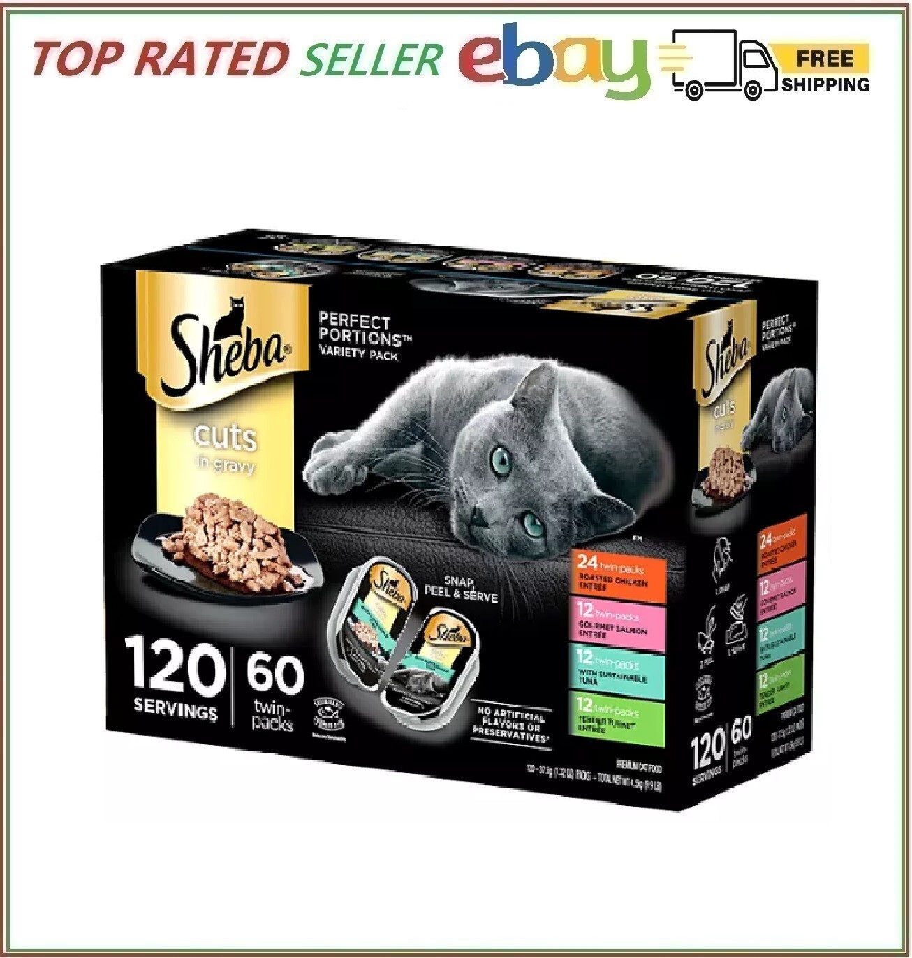 Sheba Perfect Portions Wet Cat Food Trays, Variety Pack 60 ct., 2.6 oz.