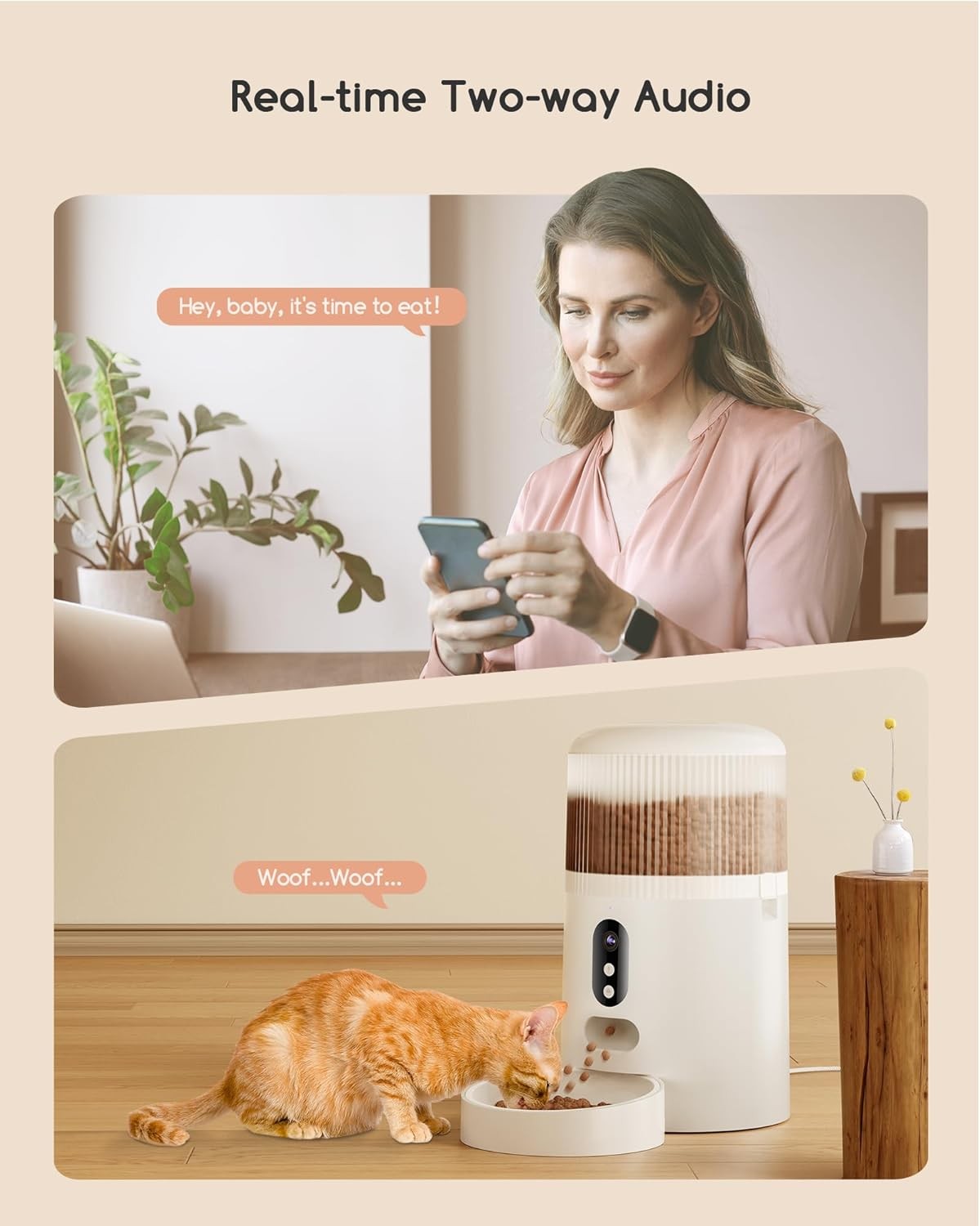 faroro Automatic Cat Feeder with Camera, 3MP HD Video with Night Vision, 5G WiFi