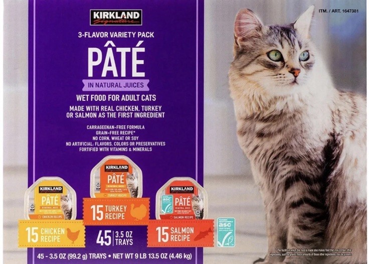 New Kirkland Pate Cat Food – 3 Flavors Variety Pack, Each 3.5 oz, 45 Count 9 Lbs
