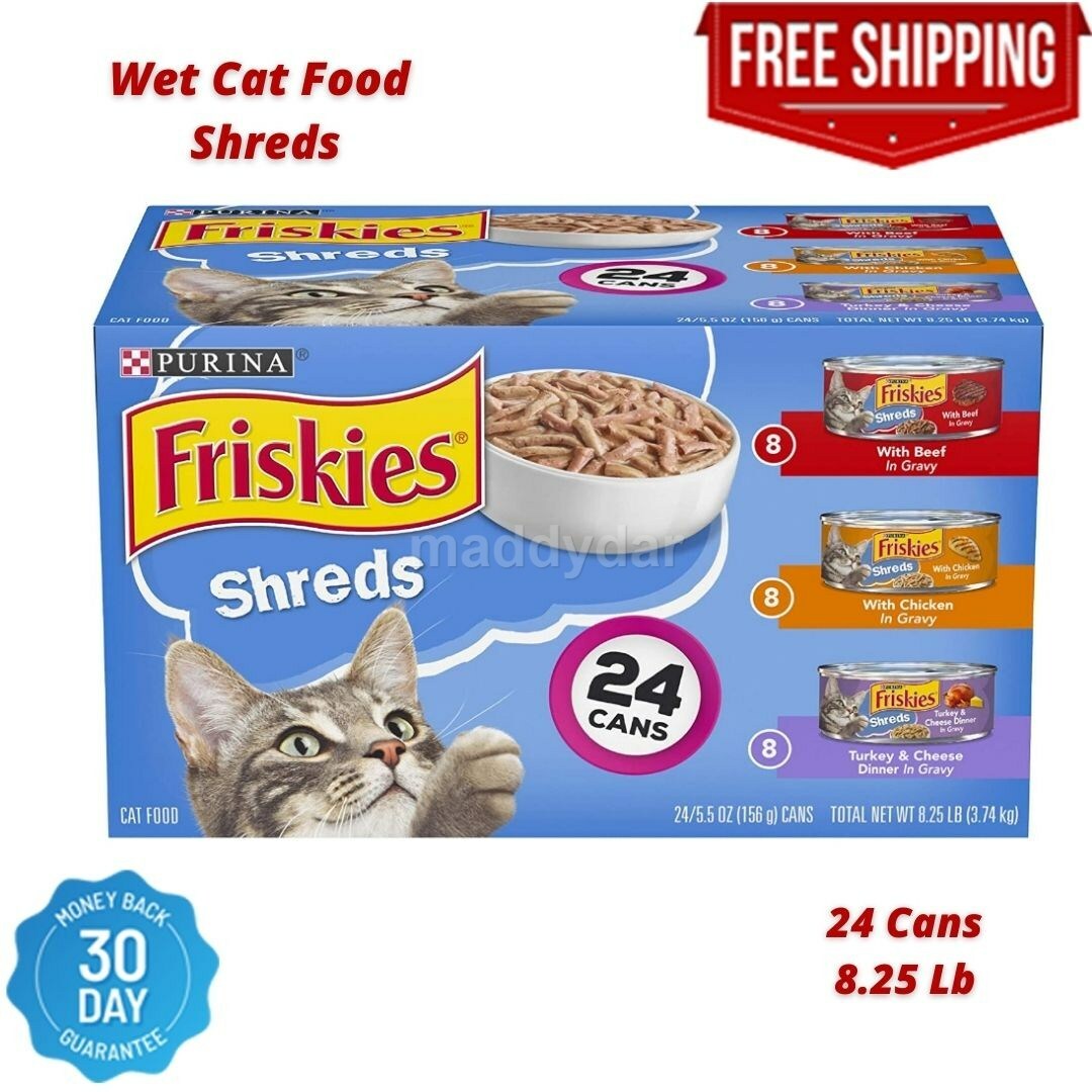 Purina Friskies Canned Wet Cat Food Shreds Variety Pack 24 Counts
