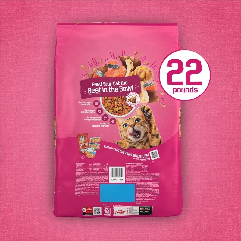 Savory Chicken Salmon Gravy Swirlers Dry Cat Food 22lb Kibble Complete Nutrition