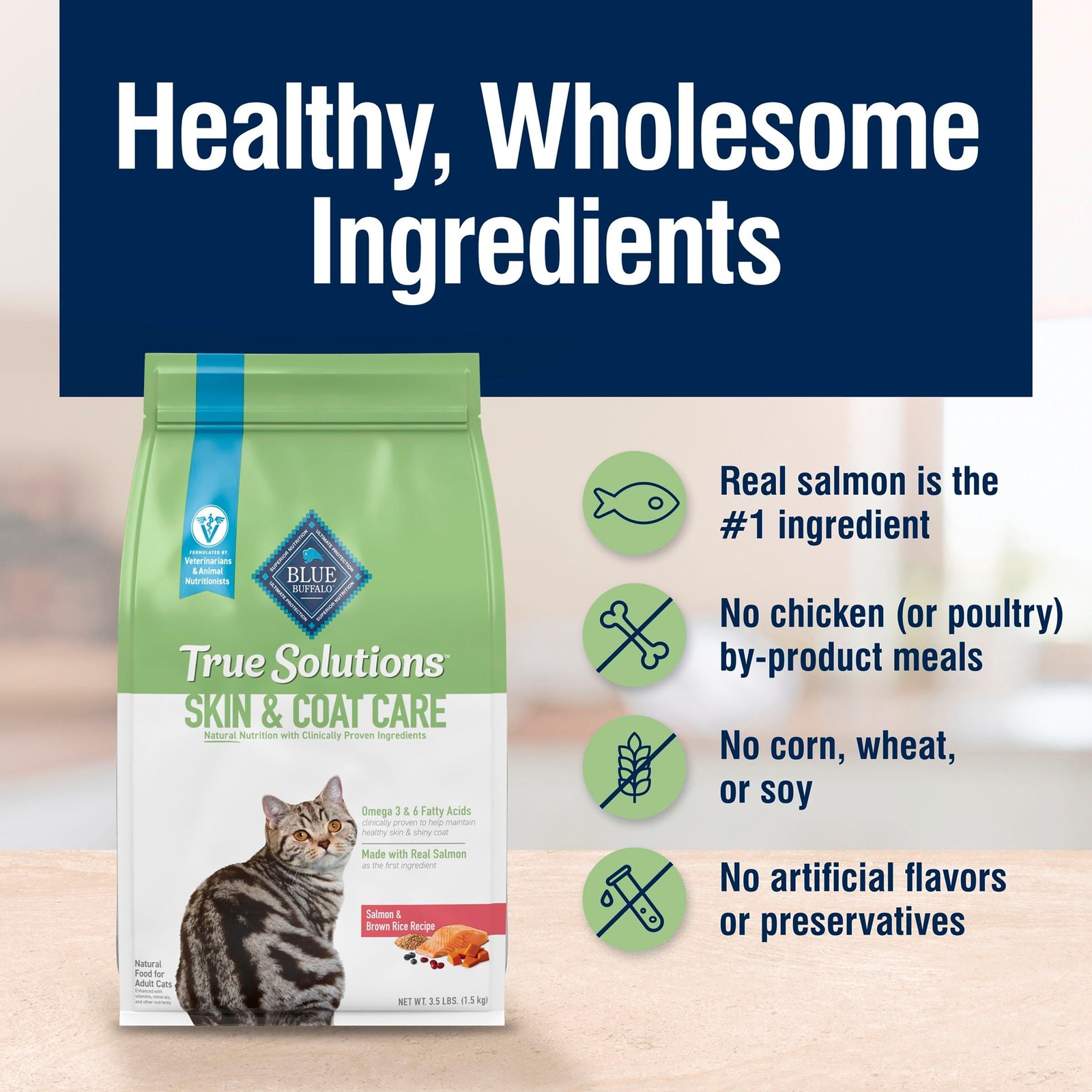 Blue Buffalo True Solutions Skin & Coat Care Natural Dry Cat Food, Salmon