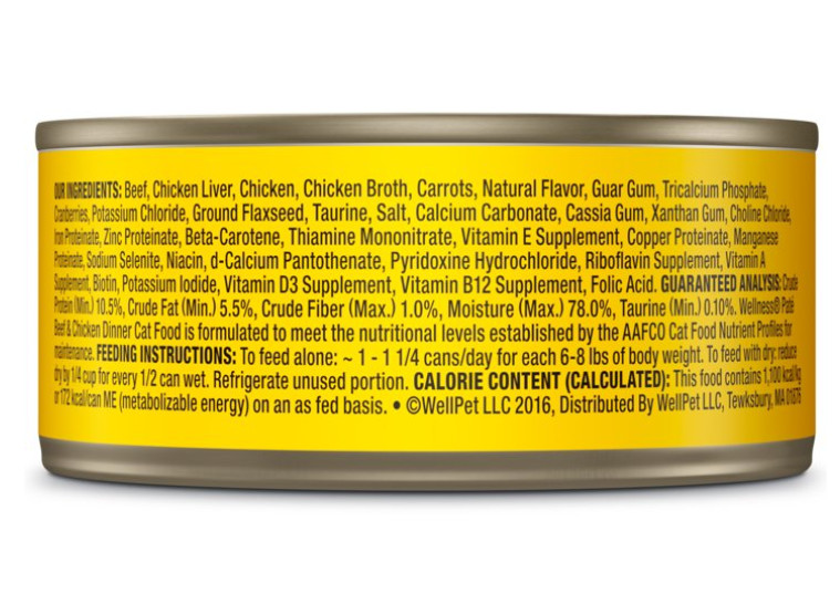 Wellness Complete Health Grain Free Canned Cat Food, Beef & Chicken 5.5 (24)