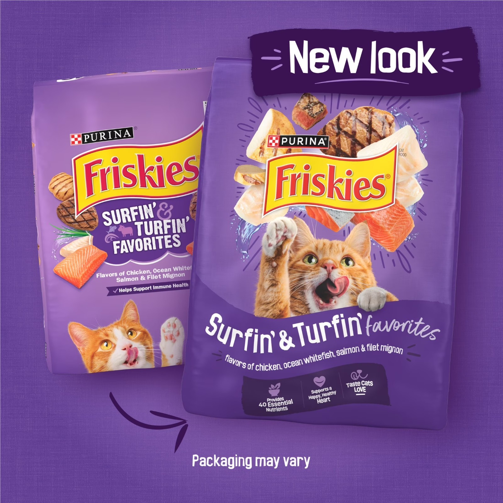 Purina Friskies Surfin & Turfin Dry Cat Food Chicken Salmon 22 lb 2 Pack
