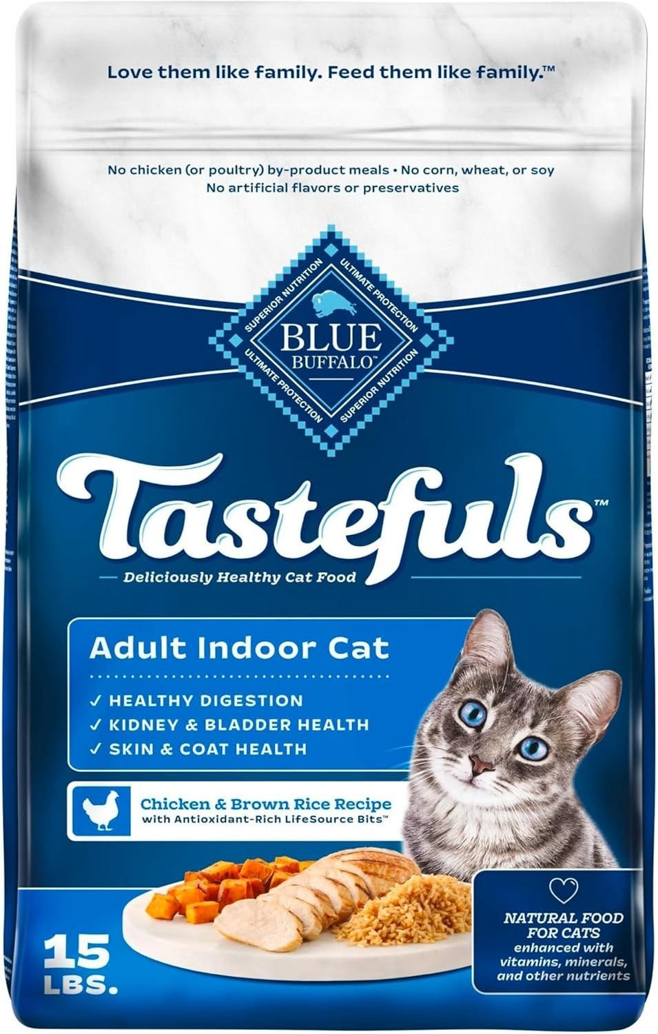 Tastefuls Natural Dry Food Adult Indoor Cats Chicken & Brown Rice Recipe 15-lb.
