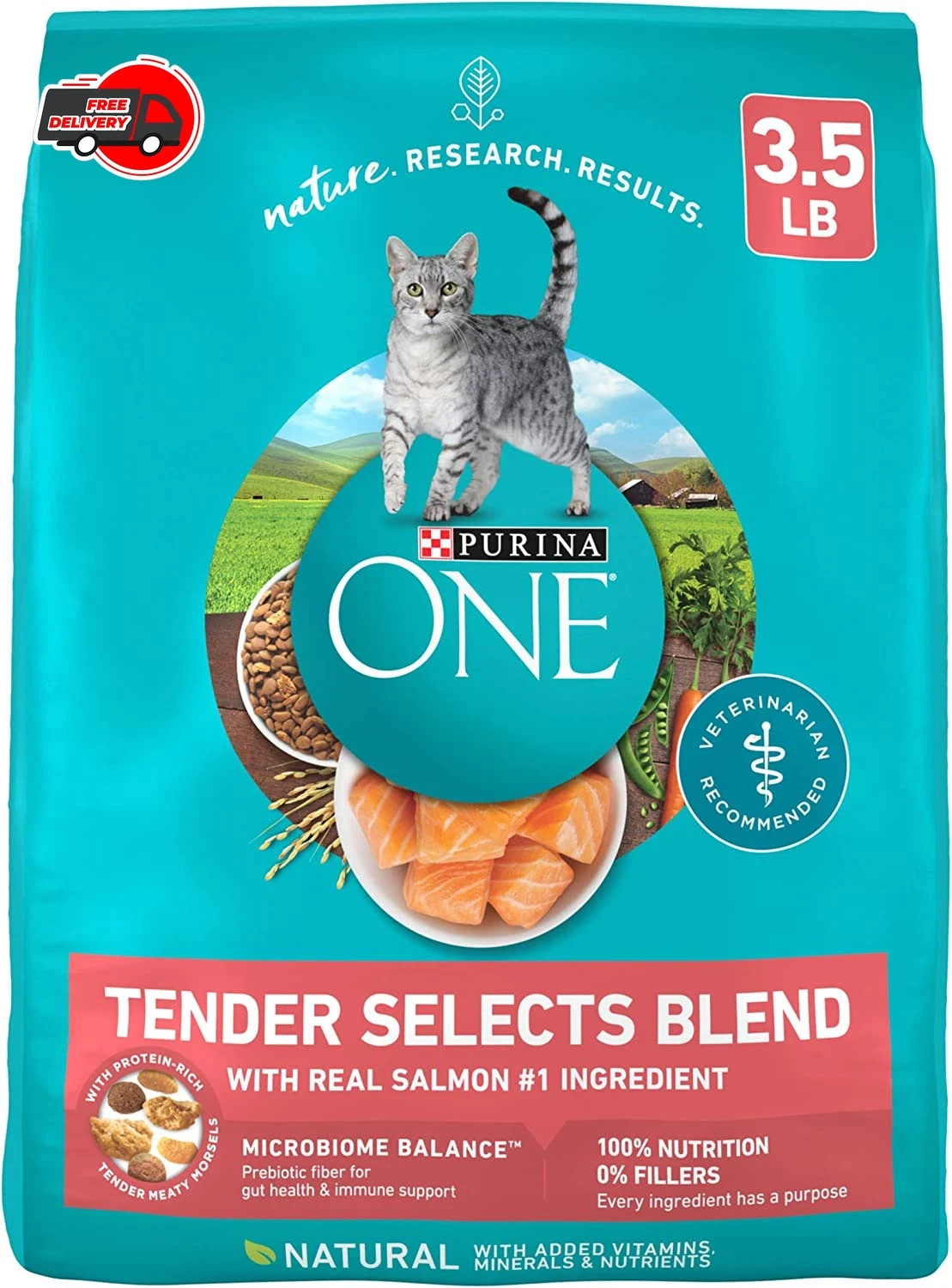 Purina ONE Natural Dry Cat Food Tender Selects Blend with Real Salmon 3.5 lb Bag
