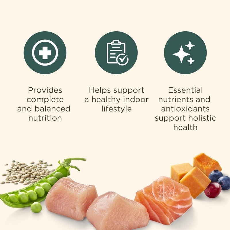 Indoor Dry Cat Food Chicken Lentils Salmon Holistic Nutrition Omega-3 14lb New