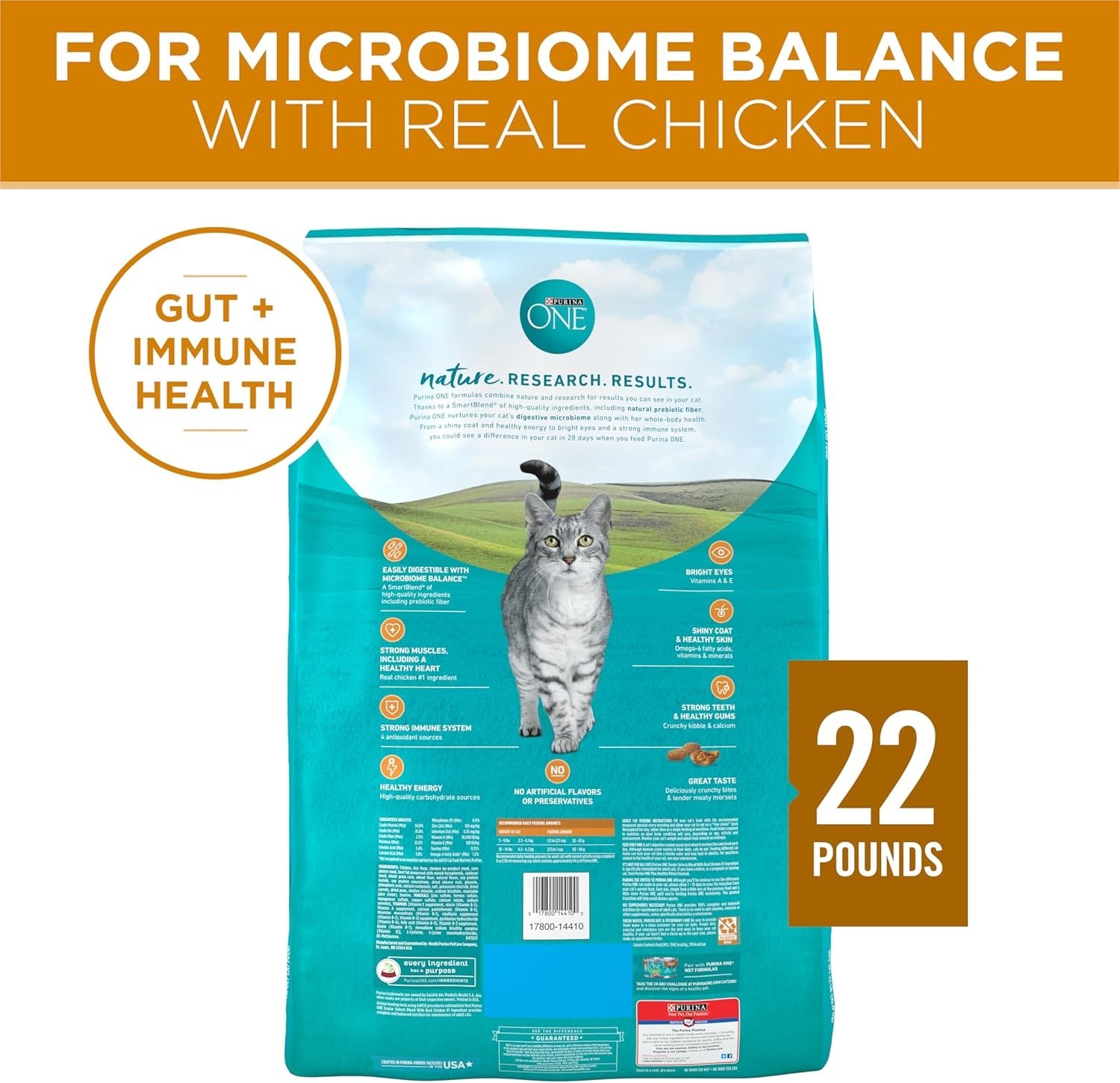 Purina ONE Natural Dry Cat Food, Tender Selects Blend With Real Chicken, 22 lbs