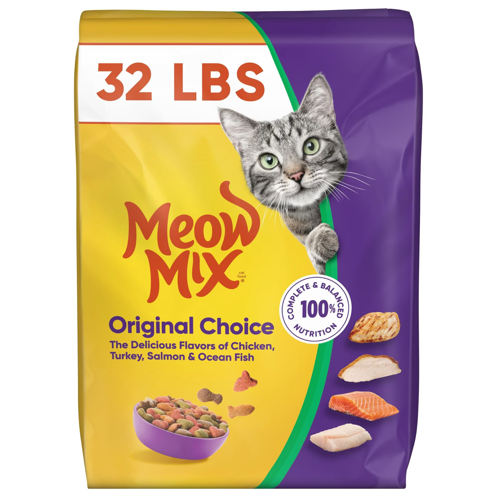 Meow Mix, Original Choice Flavor Adult Dry Cat Food, Heart Healthy & Oral 32 LBS