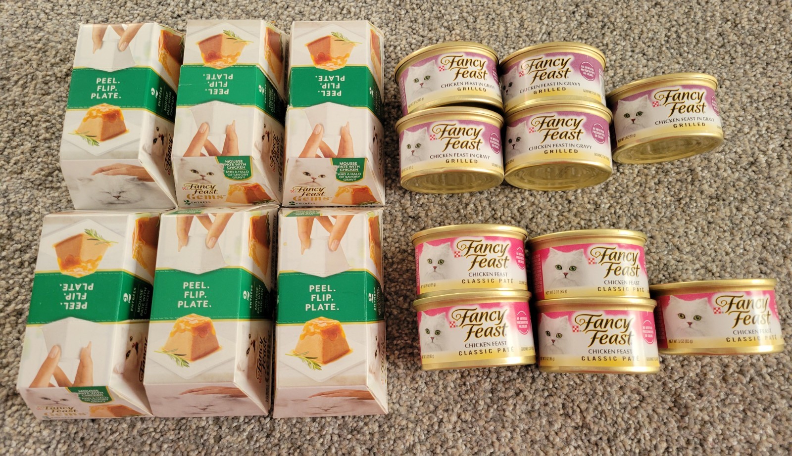 Lot Of Fancy Feast Chicken Variety: 6 Gems, 5 Grilled and 5 Pate- Cat Food