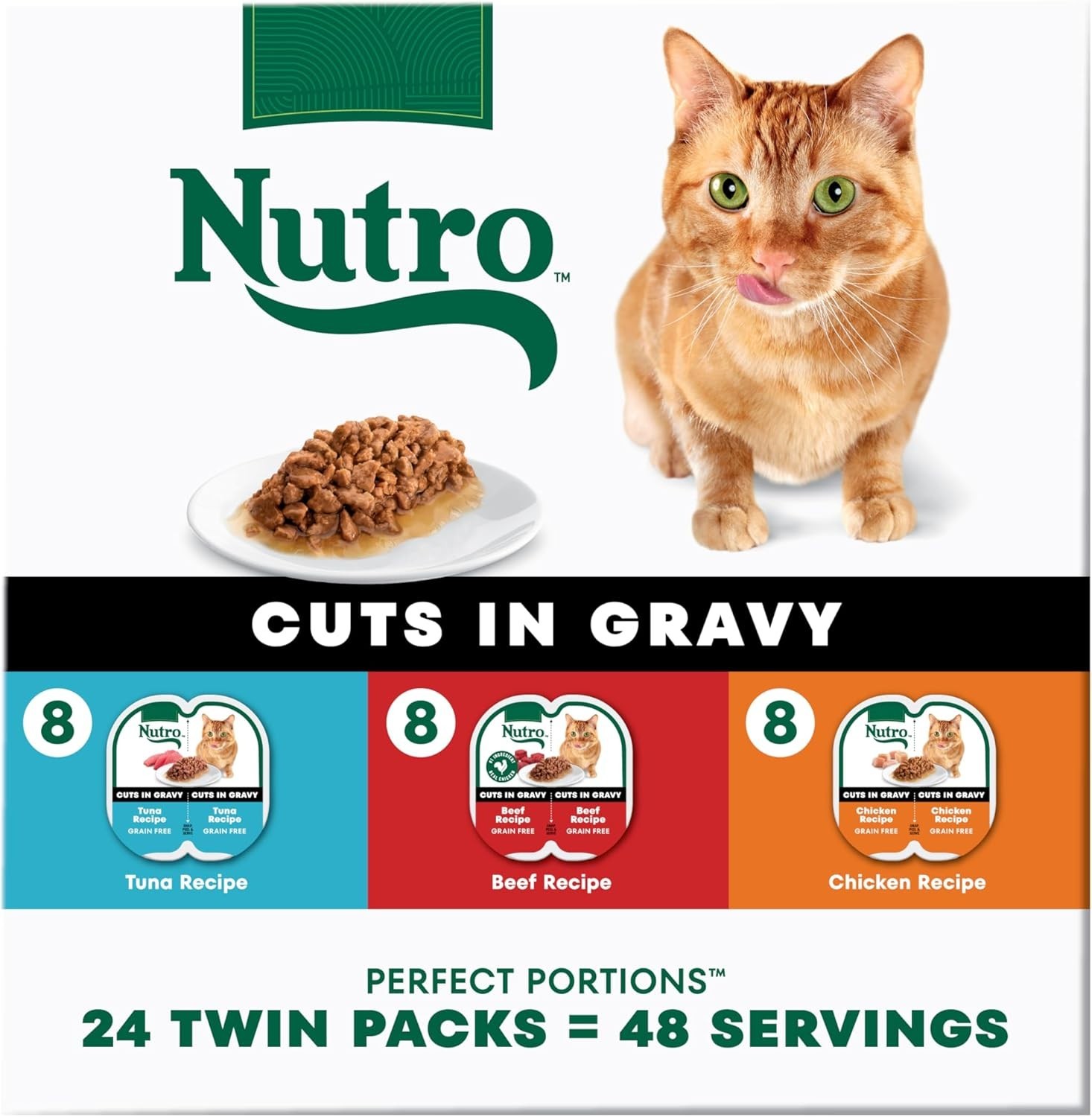 Nutro Perfect Portions Wet Cat Food Variety Pack: Beef, Tuna, Chicken 24 Count
