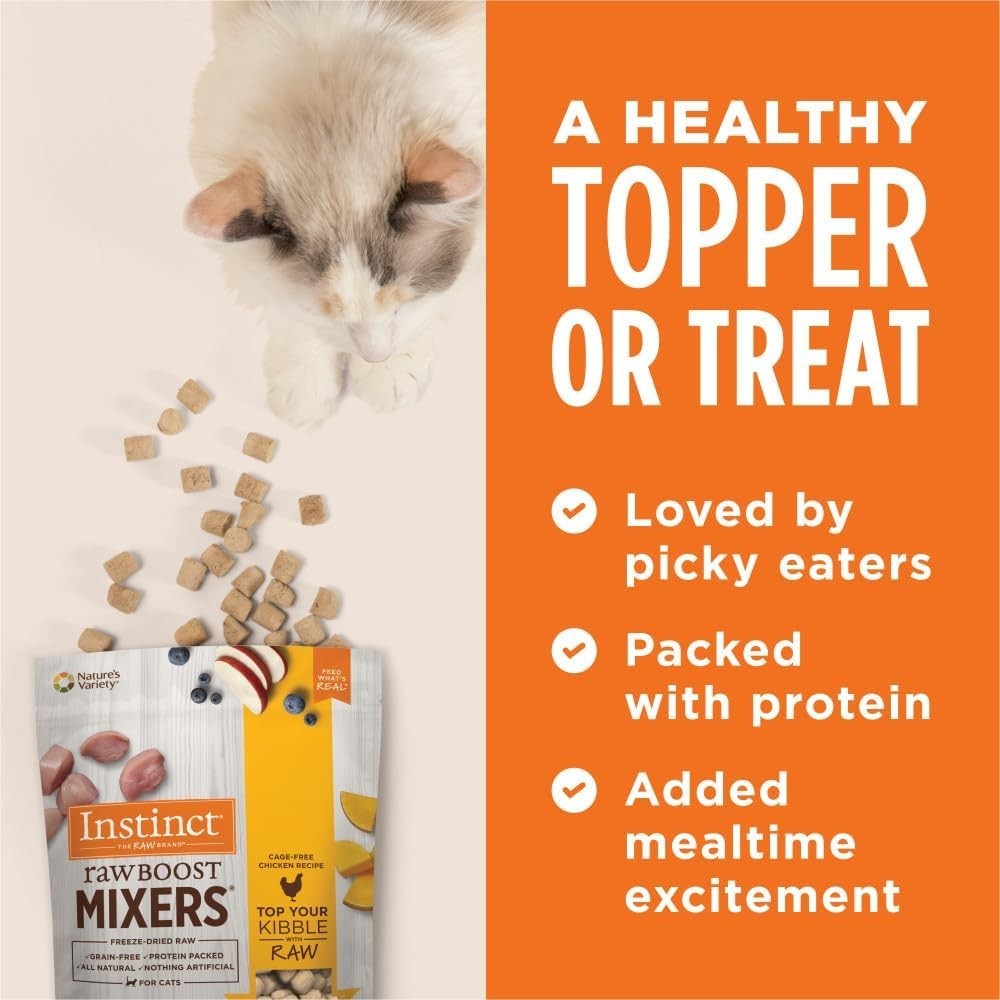 Raw Boost Freeze-Dried Cat Food Topper, Chicken & Blueberry – 6oz Grain-Free
