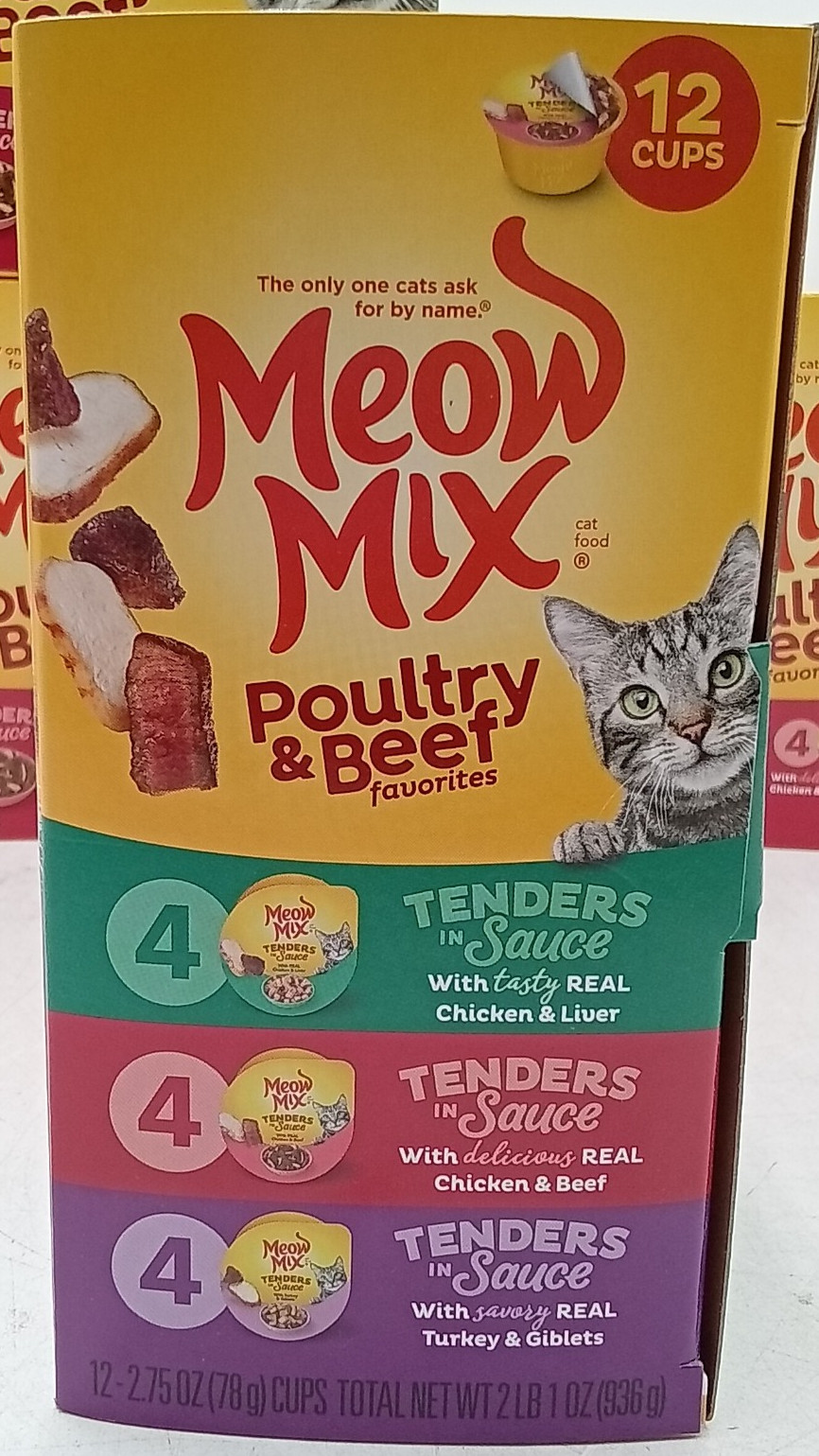 Meow Mix Tender Favorites Poultry & Beef Variety Pack 12 ct Lot of 4 BB 11/27