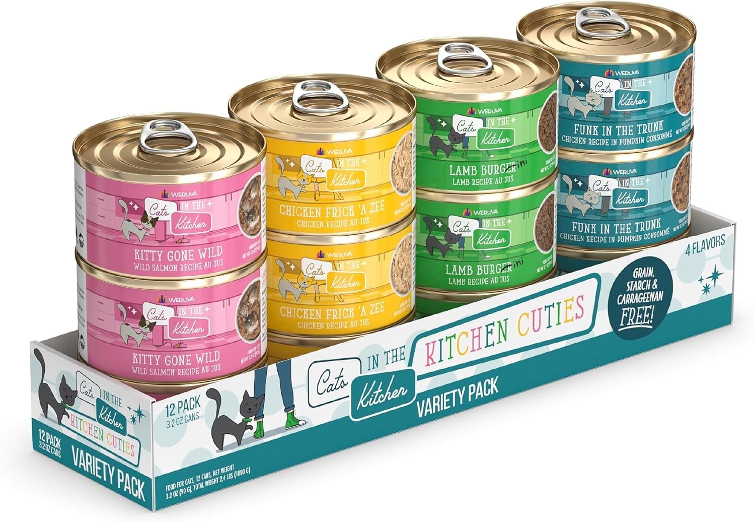 All-Natural Kitchen Cuties Wet Cat Food for All Breeds – 12 Pack of 3.2oz Cans
