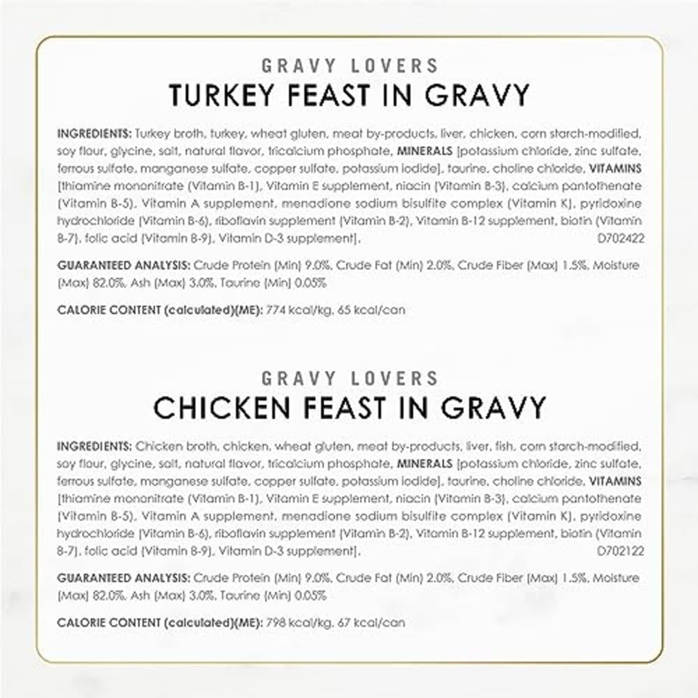 Purina Fancy Feast Gravy Lovers Wet Cat Food Variety Pack 30 x 3 oz Cans Poultry