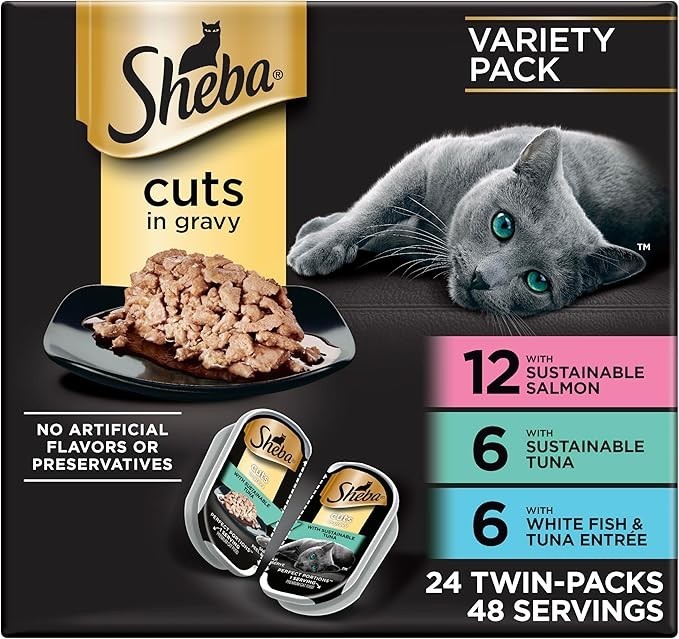 Sheba Perfect Portions Wet Cat Food Cuts in Gravy, Cat Food Wet 2.6 oz. 24 C 48