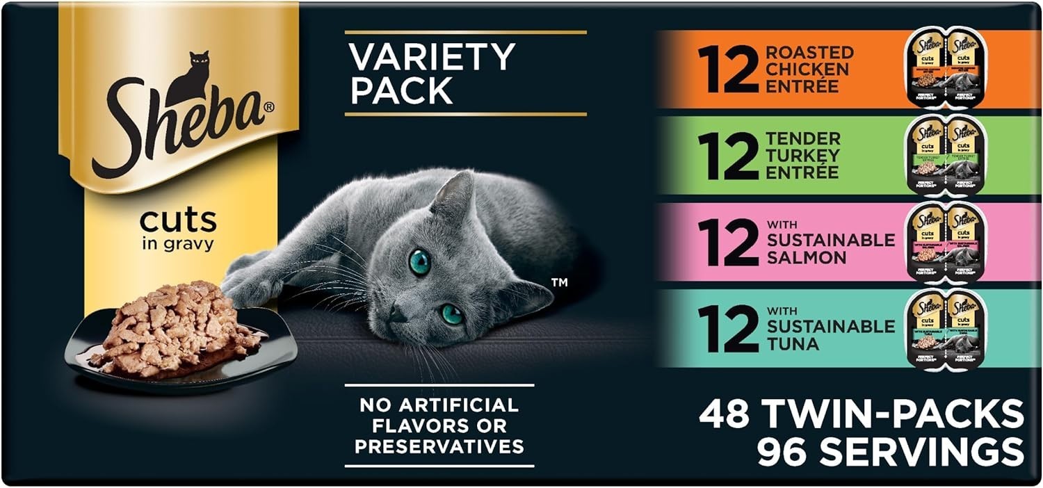 Sheba Perfect Portions Wet Cat Food Cuts in Gravy, Roasted Chicken (48 Count, 96