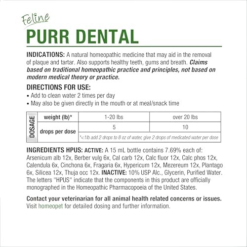 HomeoPet Feline Purr Dental Cat Teeth & Gum Care 15ml
