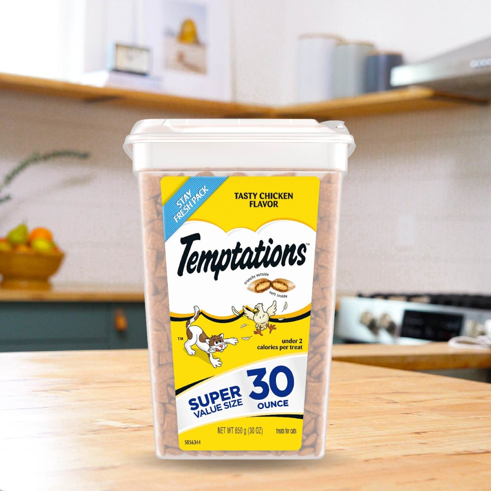 3 Tub TEMPTATIONS Classic Crunchy and Soft Cat Treats Tasty Chicken Flavor 30 oz