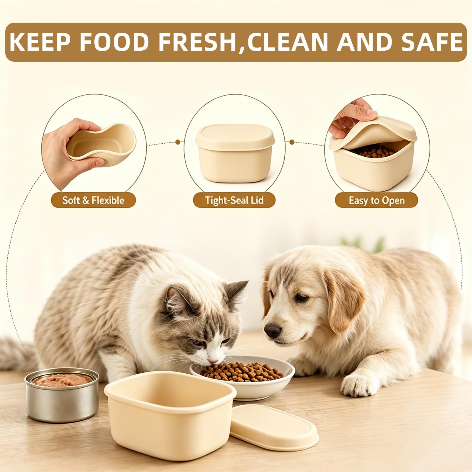 AMBAYLOG 3 PACK Dog Cat Food Storage Container 1 Small + 1 Medium + 1 Large