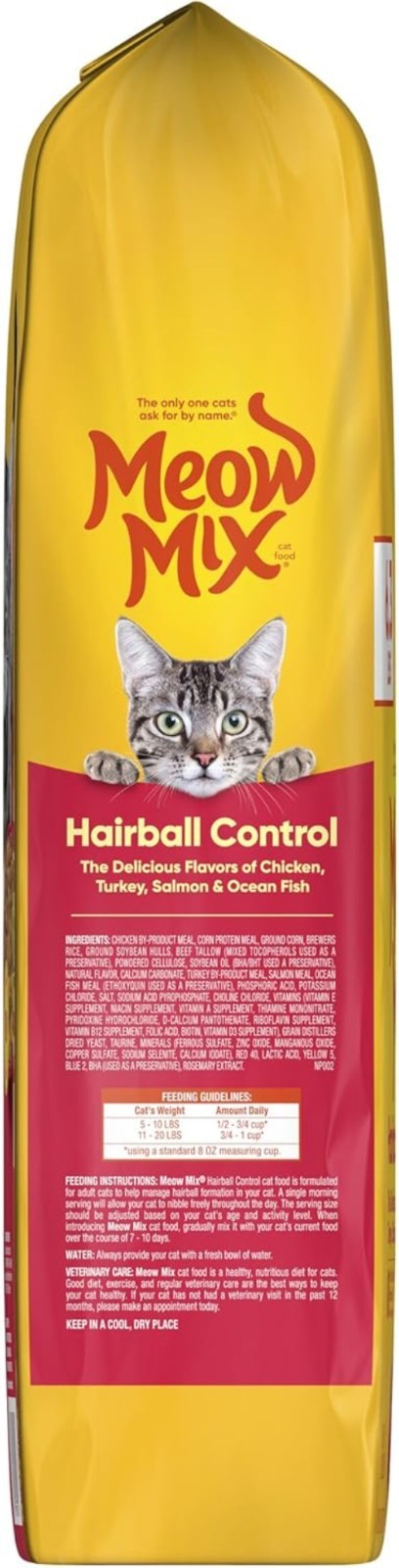 6.3 lb Hairball Control Cat Food with Chicken, Turkey & Fish – All Life Stages
