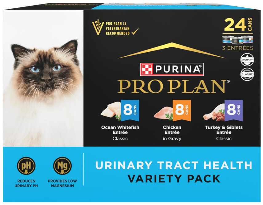 Purina Pro Plan Urinary Tract Health Variety Pack Wet Cat Food, 3-oz, 48 Cans