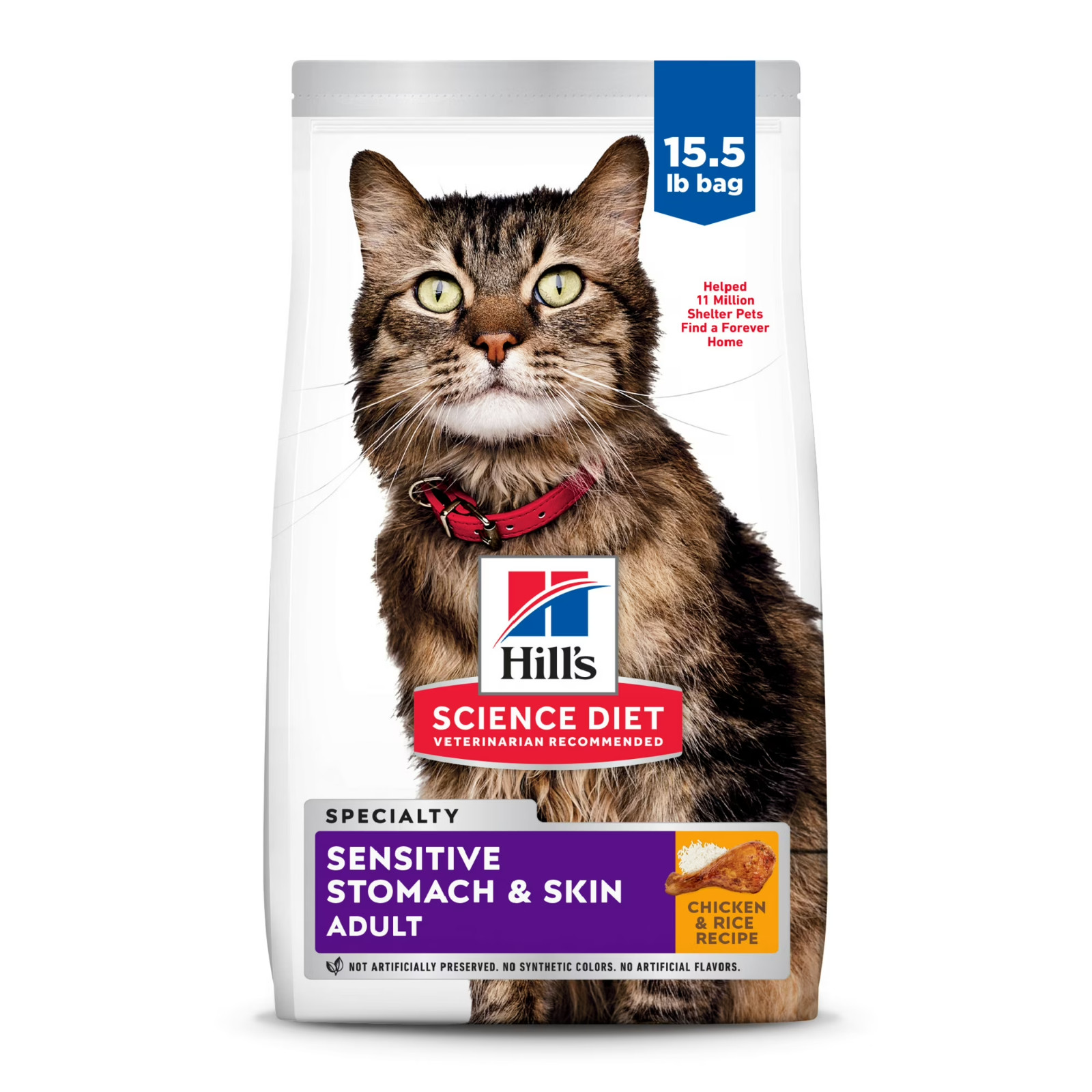Hill’s Science Diet Adult Sensitive Stomach & Skin Chicken Dry Cat Food, 15.5lb