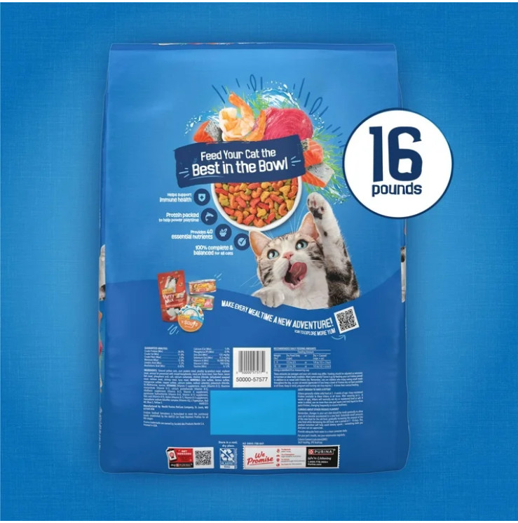 3 PACK Purina Friskies Dry Cat Food Seafood Sensations Salmon, Tuna, and Shrimp