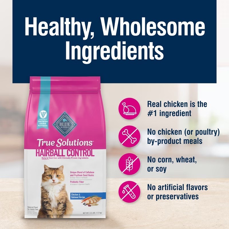 True Solutions Indoor Hairball Adult Cat Chicken Dry Cat Food – 11lbs