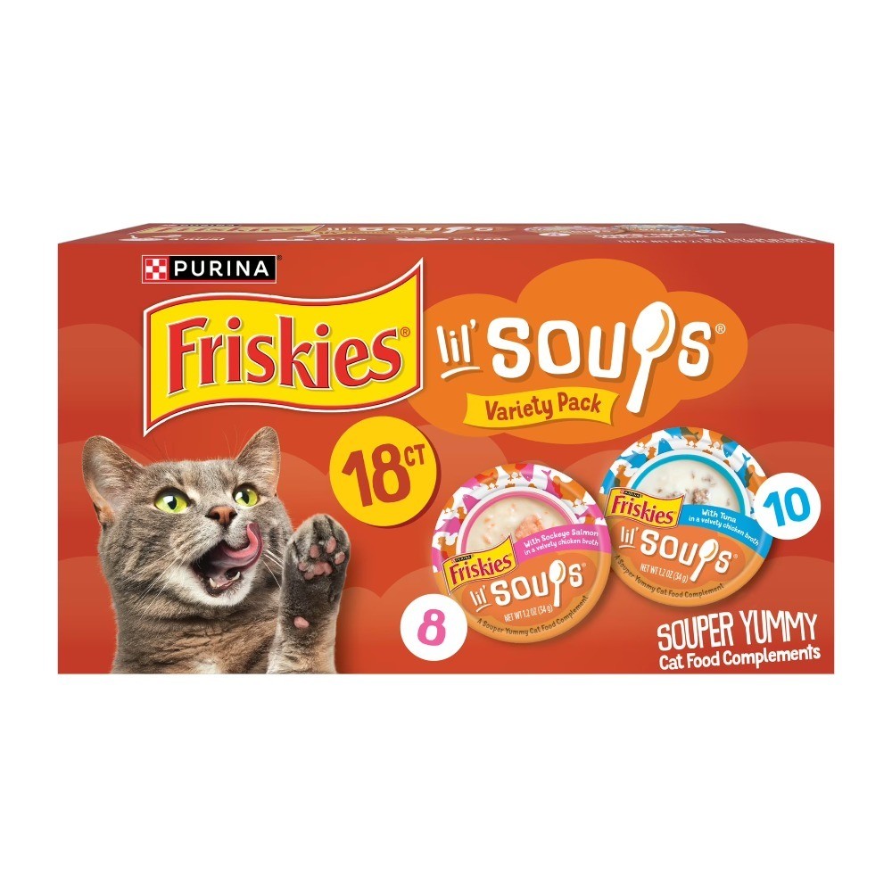 Salmon and Tuna Wet Cat Food Soup Variety Pack 18 Cups 1.2 oz Each