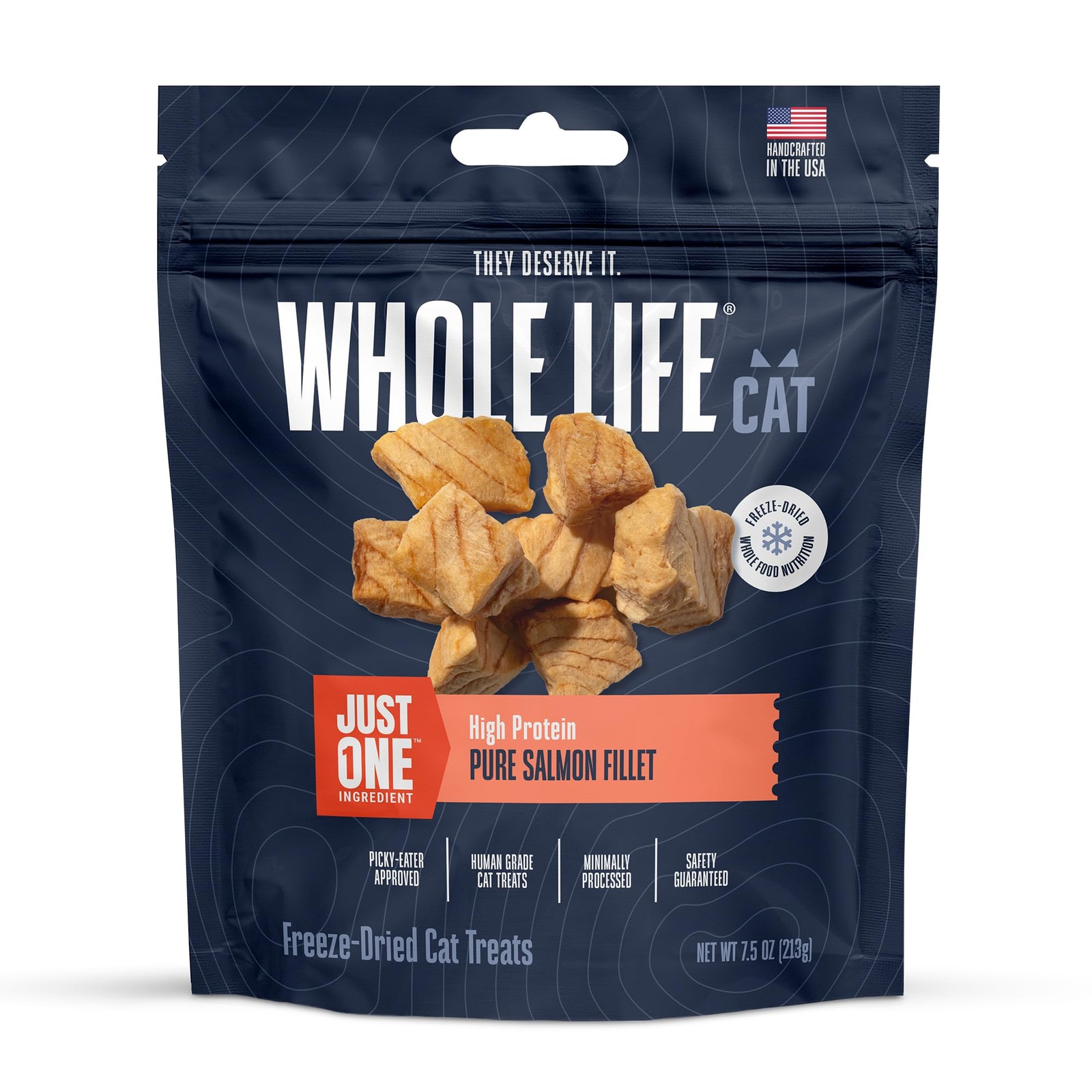 Whole Life Cat Just One Salmon Freeze Dried 7.5 Ounce (Pack of 1), 7.5oz