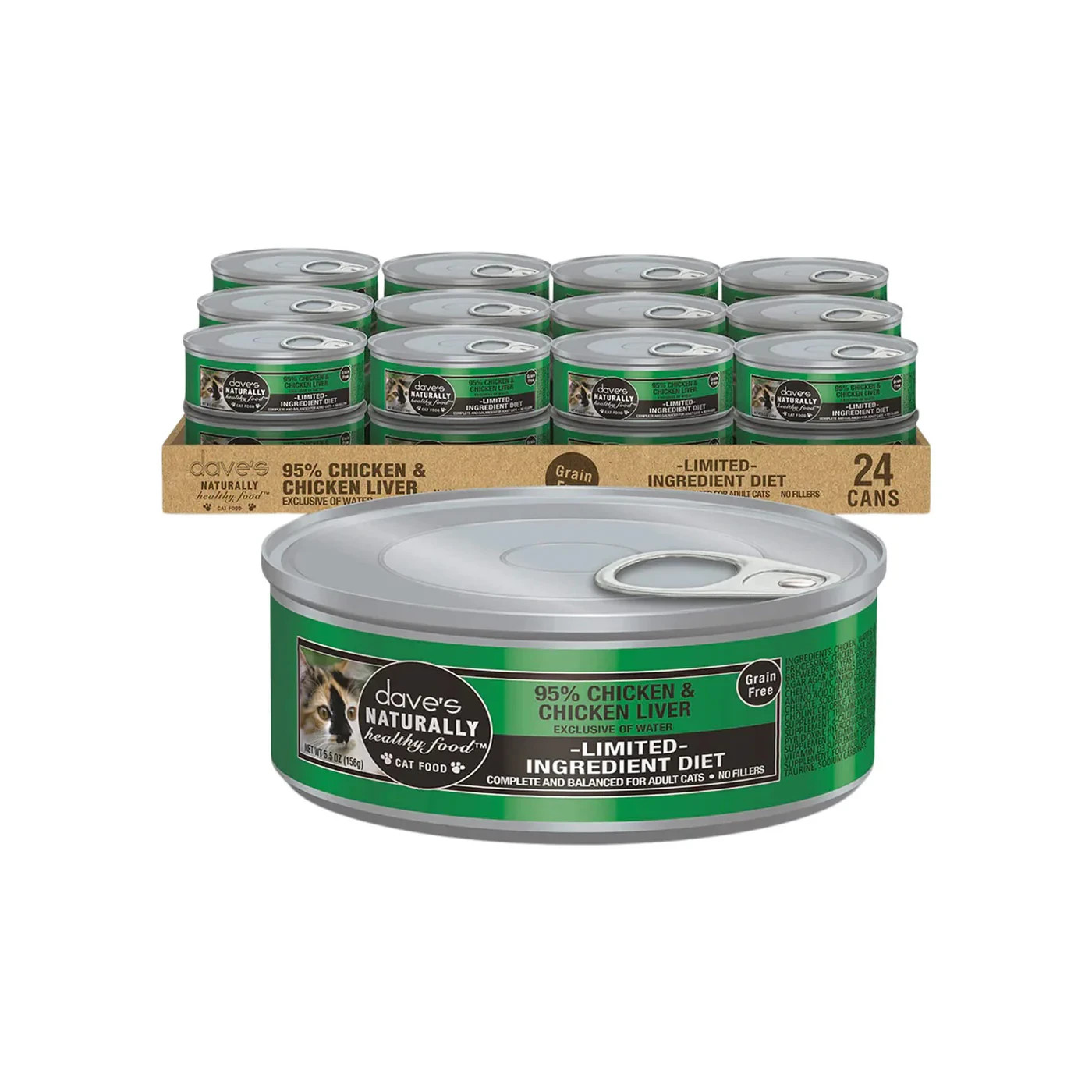 Dave’s Pet Food 95% CHICKEN & CHICKEN LIVER Exclusive Of Water 5.5 oz- 24 Count