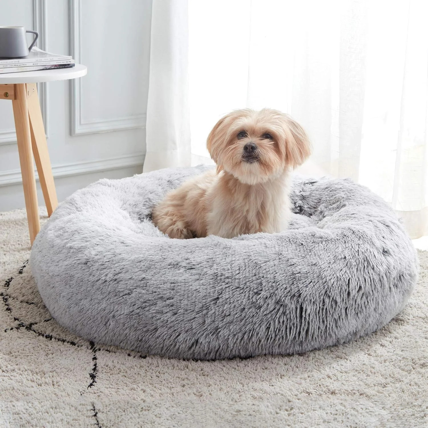 WESTERN HOME WH Calming Soft Round Dog & Cat Bed, Anti-Anxiety Donut Cuddler War