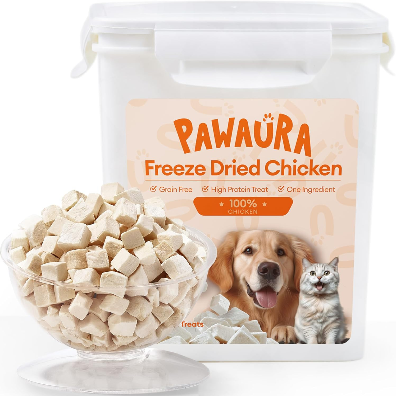 Freeze Dried Chicken Cats & Dogs Treats, 17.63 Oz(1.1Lb), High Protein Single In