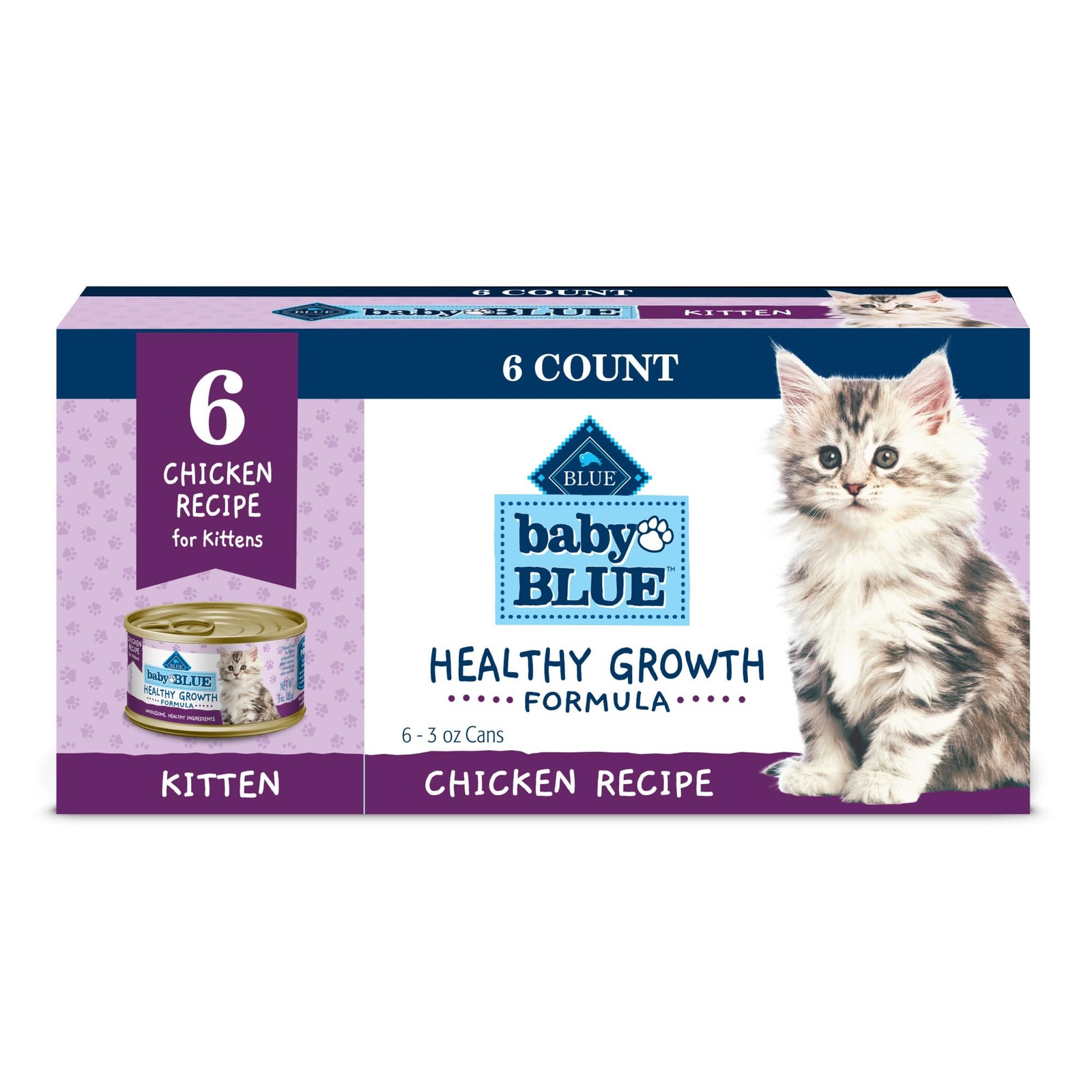 Blue Buffalo Baby BLUE Natural Kitten Wet Cat Food, 3 Ounce (Pack of 6)