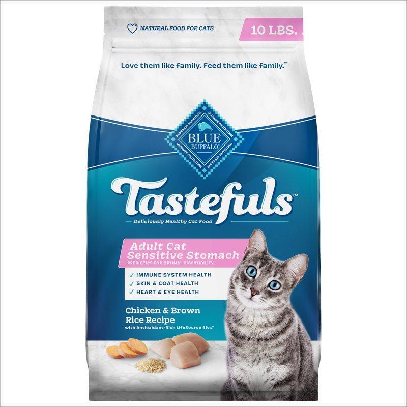 Blue Buffalo Tastefuls Chicken & Brown Rice Sensitive Stomach Cat Food 10lb Bag
