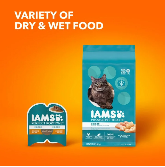 Iams Proactive Health Chicken and Turkey Dry Cat Food, 22 lb