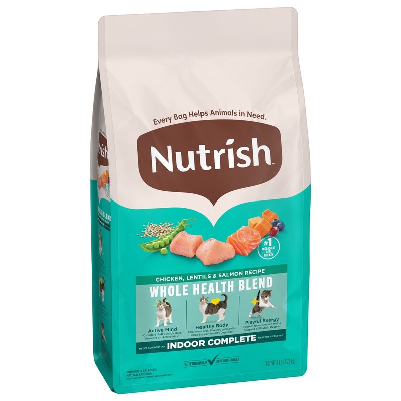Indoor Dry Cat Food Chicken Lentils Salmon Omega-3 Holistic Nutrition 6lb New
