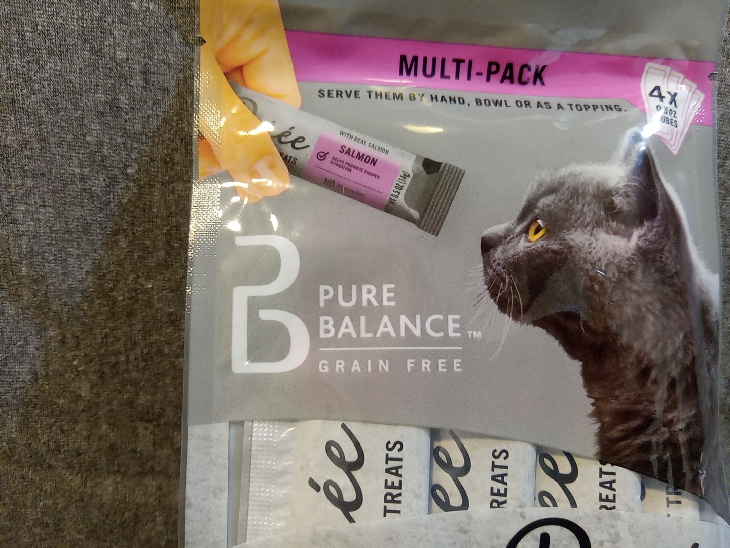 Pure Balance Puree Gourmet Salmon Cat Treats 4 Count Expiration 8/27/26 2 Oz