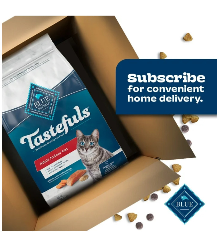 Blue Buffalo Tastefuls Dry Food, Adult Indoor Cat, Salmon and Brown Rice, 15-lb