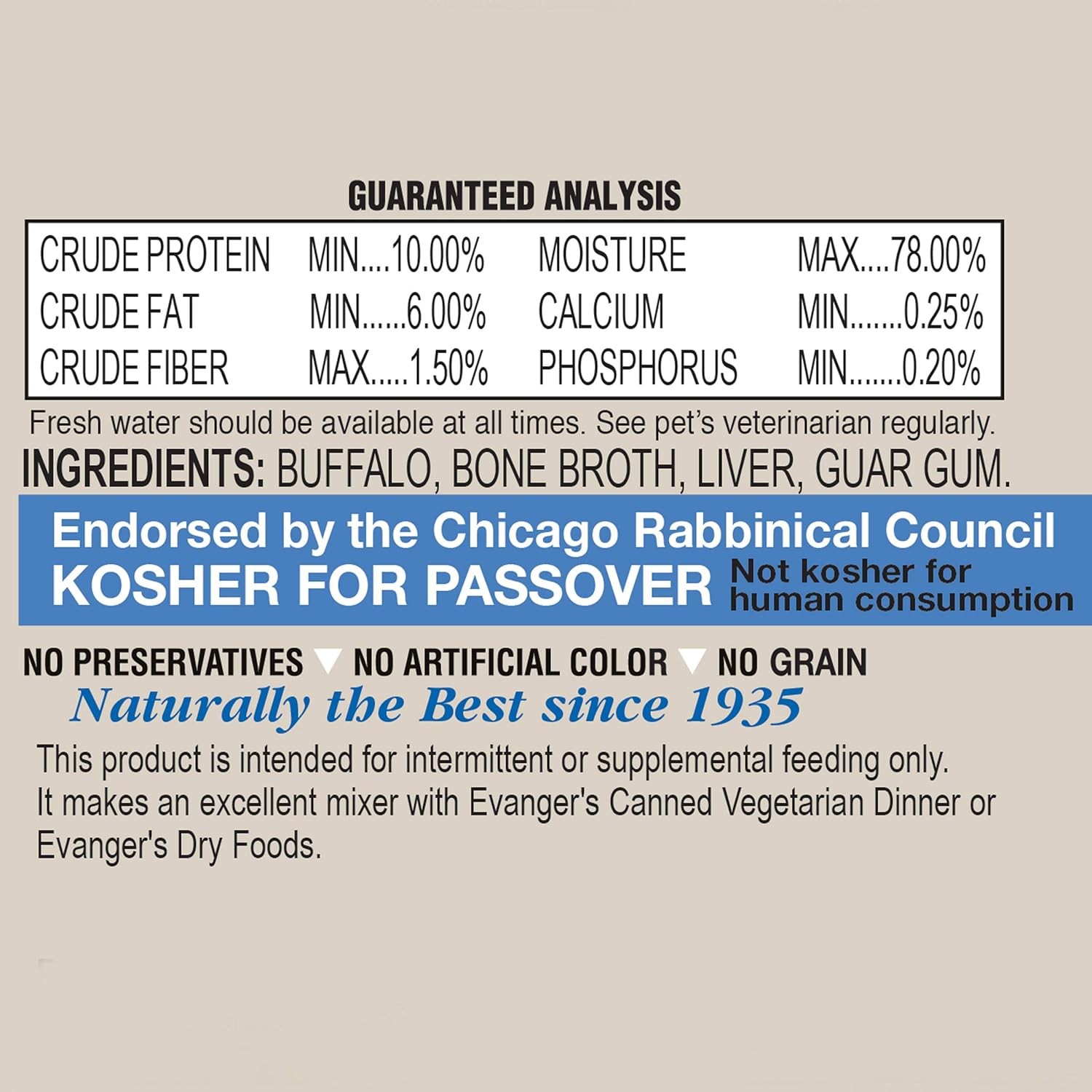 Evanger’s Complements Grain Free Buffalo Dog & Cat Food Topper 6 oz.