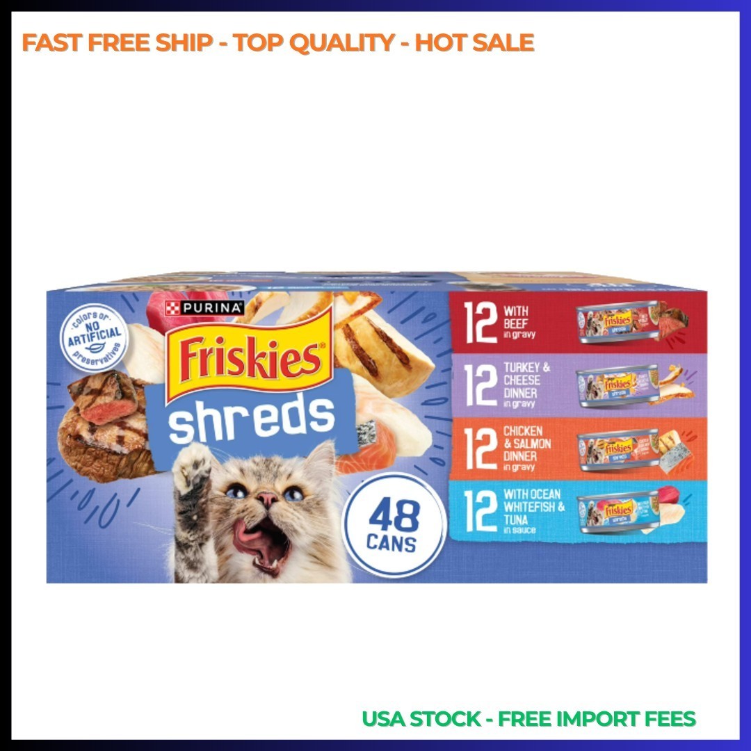Purina Friskies Shreds Gravy Variety Pack, Wet Cat Food, 5.5 oz Cans (48 Count)