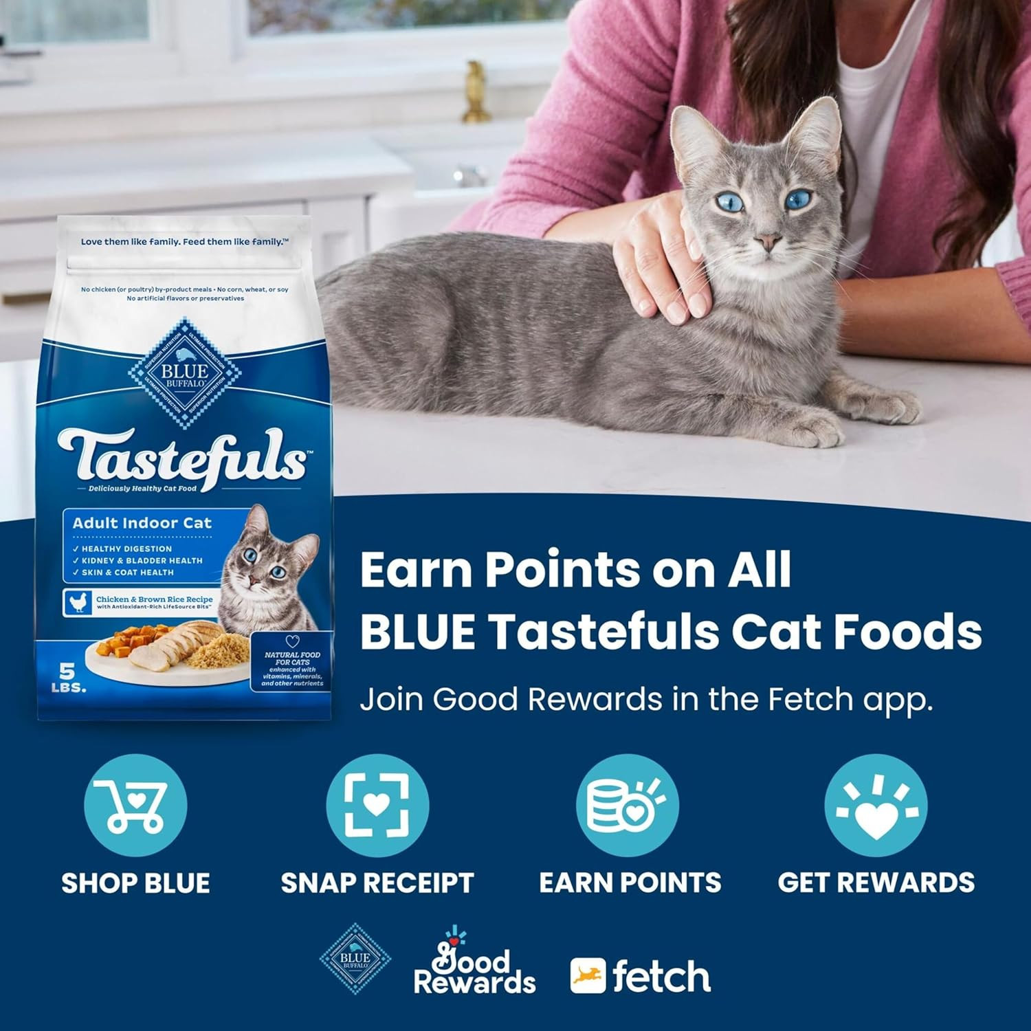 Tastefuls Natural Food for Adult Cats, Weight Control, 15-Lb. Bag