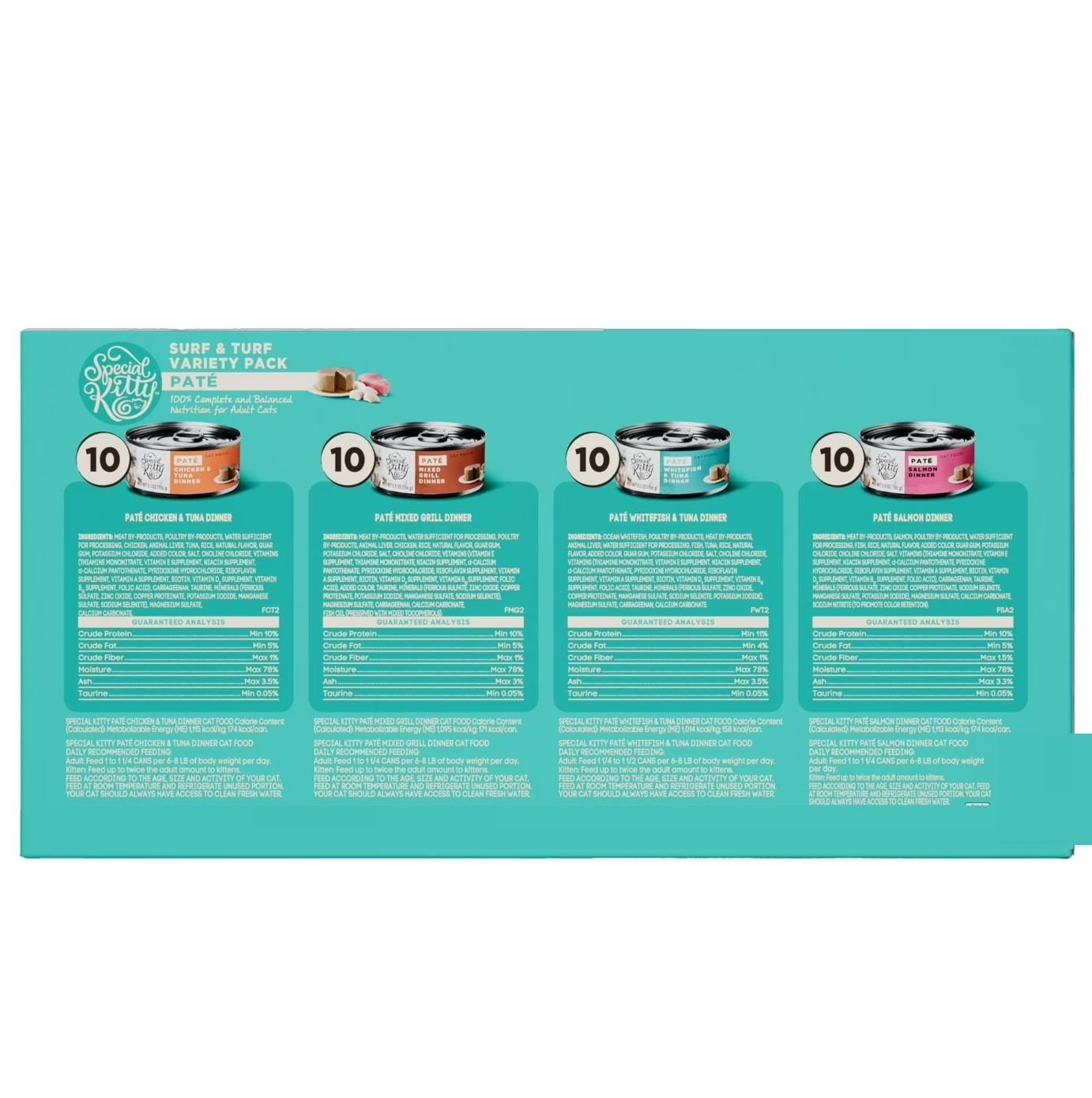 (2 pack) Special Kitty Surf & Turf Pate Wet Cat Food Variety Pack, 5.5 oz Cans