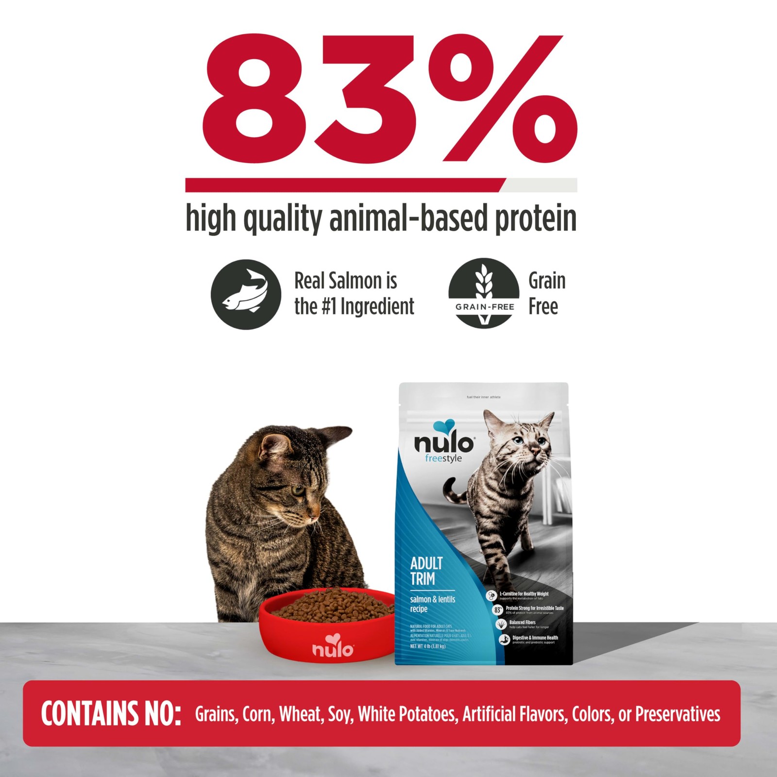 Nulo Freestyle Adult Trim Dry Cat Food – Salmon & Lentils, High Protein, Grai…