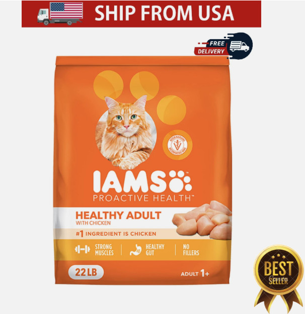 IAMS Proactive Health Adult Healthy Dry Cat Food with Chicken, 22 lb. Bag USA ..