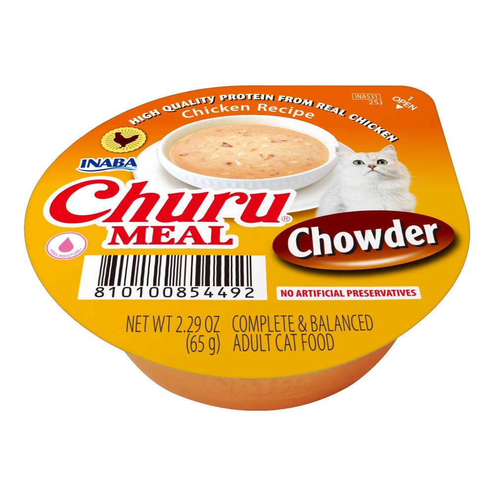 (24 pack) Churu Meal Chowder Adult Wet Cat Food, 2.29 oz cup, Chicken Recipe