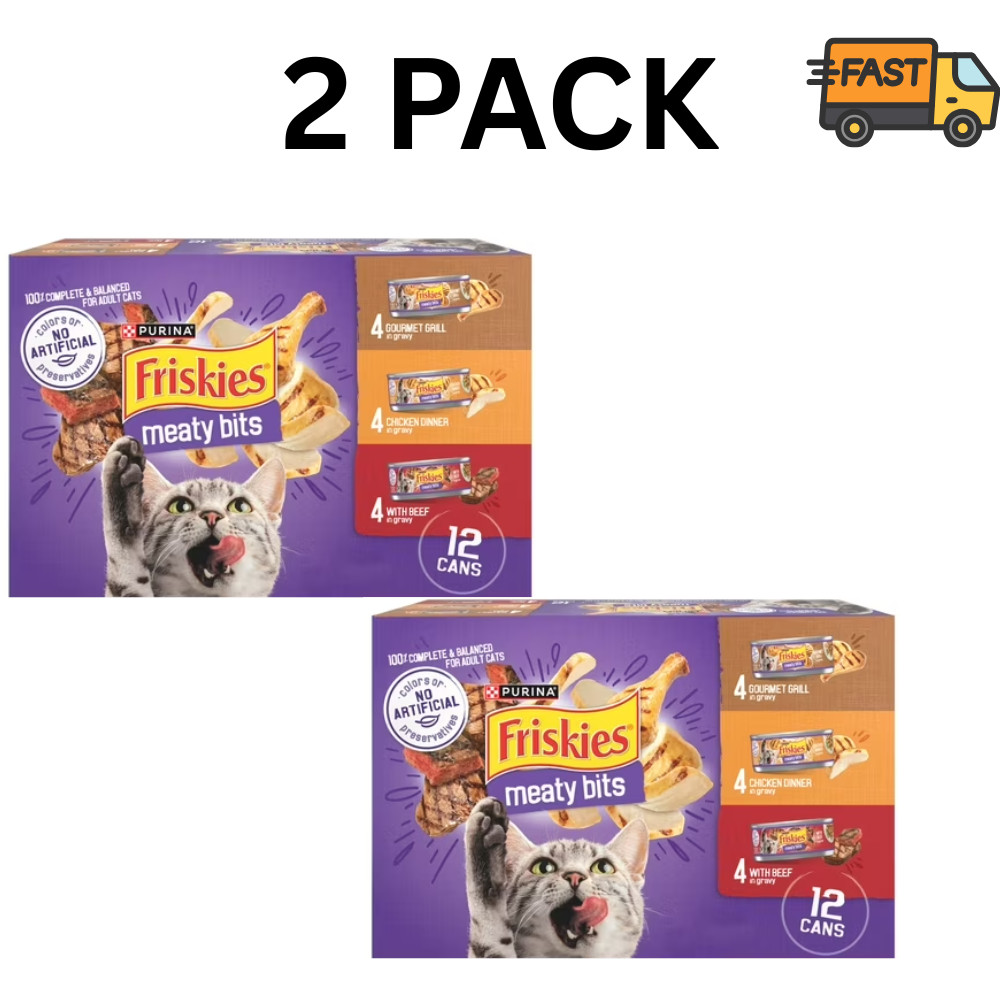 Friskies Gravy Variety Pack Meaty Bits Wet Cat Food 5.5 oz Cans Pack of 2